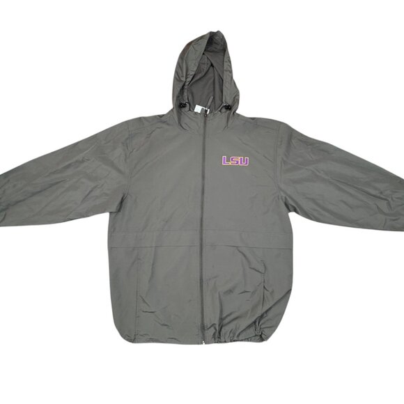 Champion LSU Tiger Eye Packable Hooded Windbreaker Jacket Gray Sz L - Picture 2 of 3